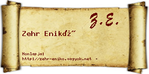 Zehr Enikő névjegykártya